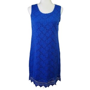 Alfani Sleeveless Dress Womens Petite‎ Medium Royal Blue Lace Stretch Wedding PM